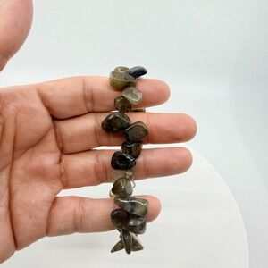 Vintage Boho Natural Labradorite Tumbled Freeform Stone‎ Nugget Strand Bracelet